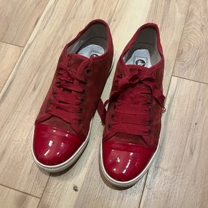 COPY - LANVIN suede & patent toe lace up casual sneaker shoe